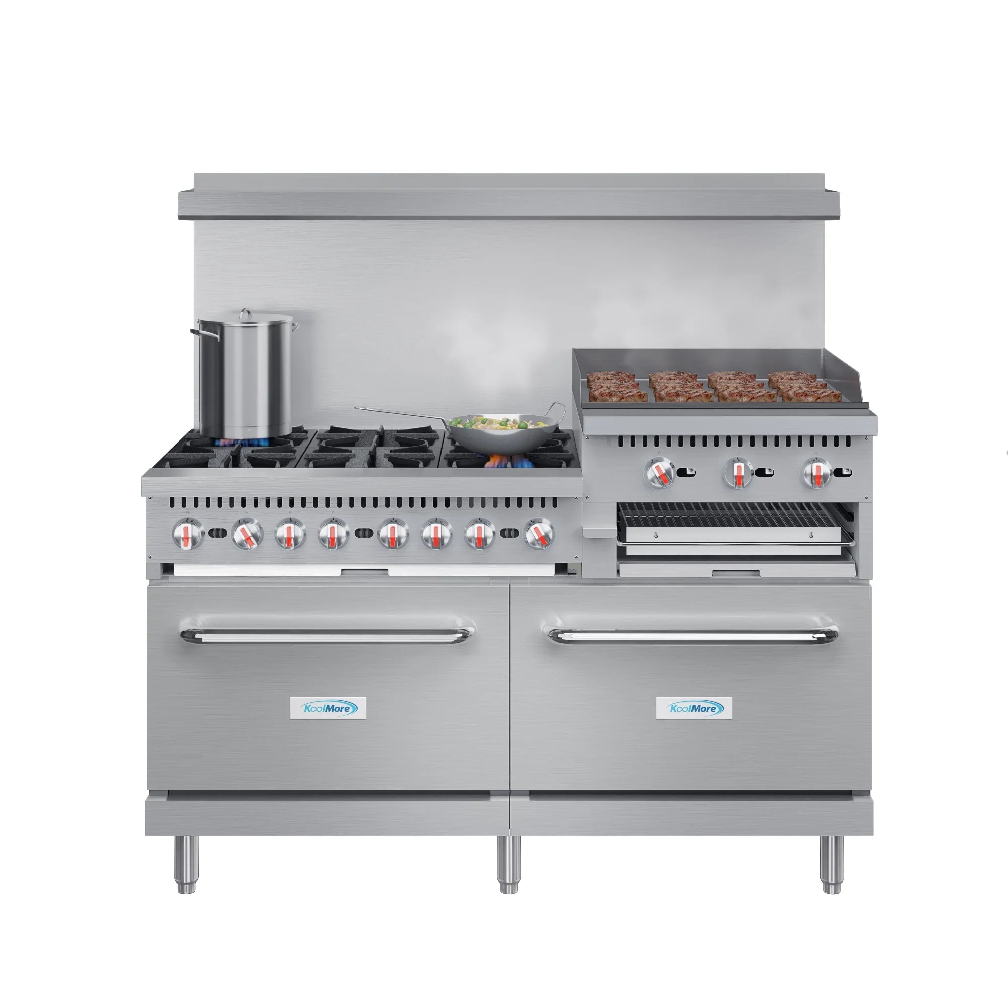 Koolmore KM-CRGB60-NG | 60" Wide Natural Gas Range w/ 24 in. Griddle & Broiler