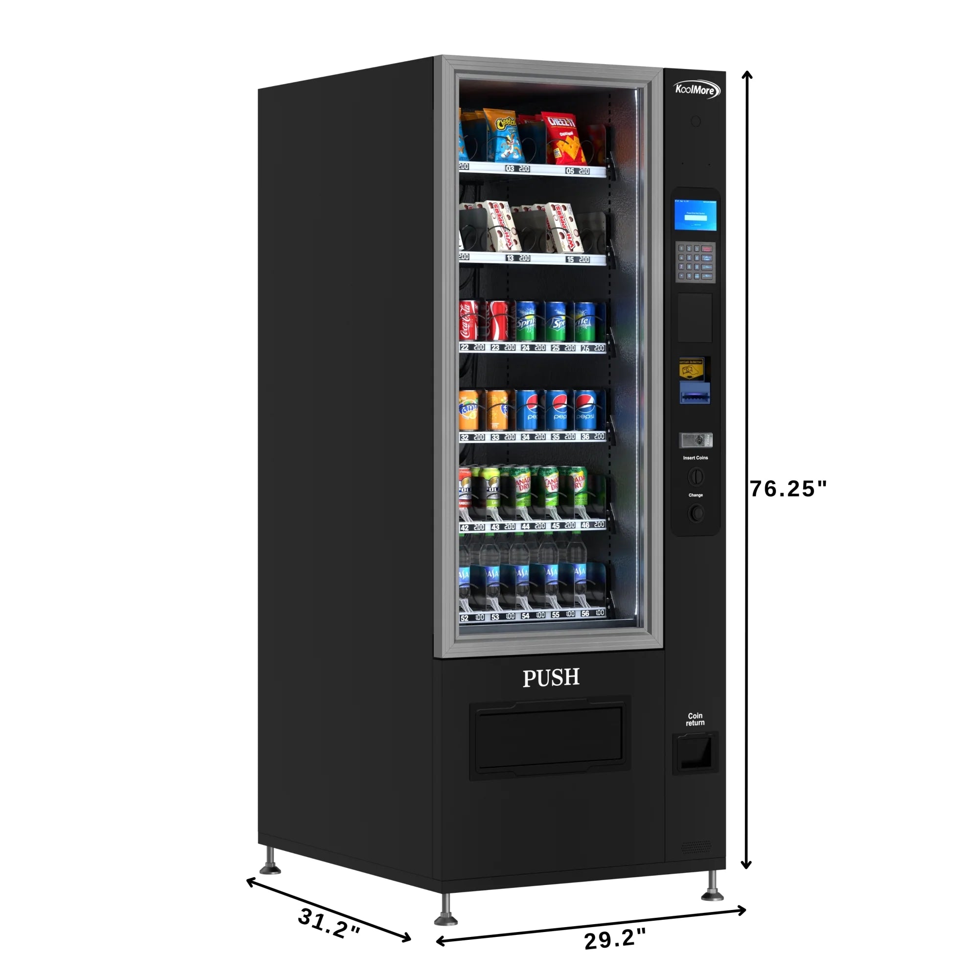 Koolmore 36 Slots Refrigerated Vending Machine w/ Coin/Bill Acceptor