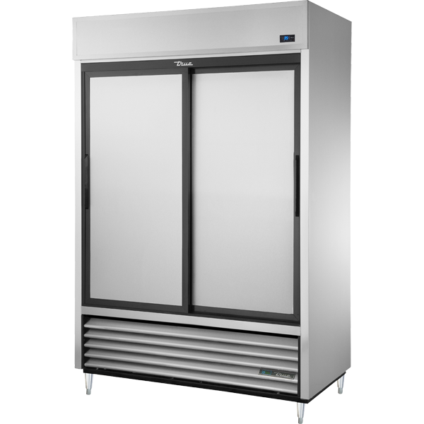 True | 54" Wide 2 Sliding Door Bottom Mount Reach-In Refrigerator