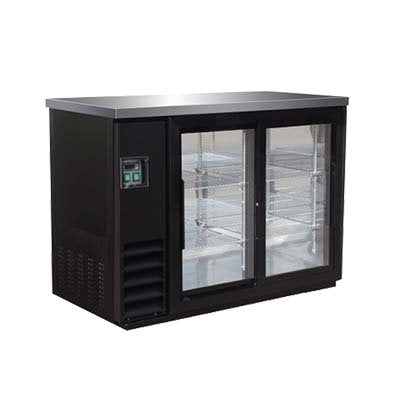 IKON IBB49-2G-24SD | 49" Wide 2 Sliding Door Black Stainless Steal Back Bar