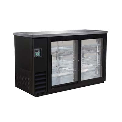 IKON IBB61-2G-24SD | 61" Wide 2 Sliding Door Black Stainless Steal Back Bar