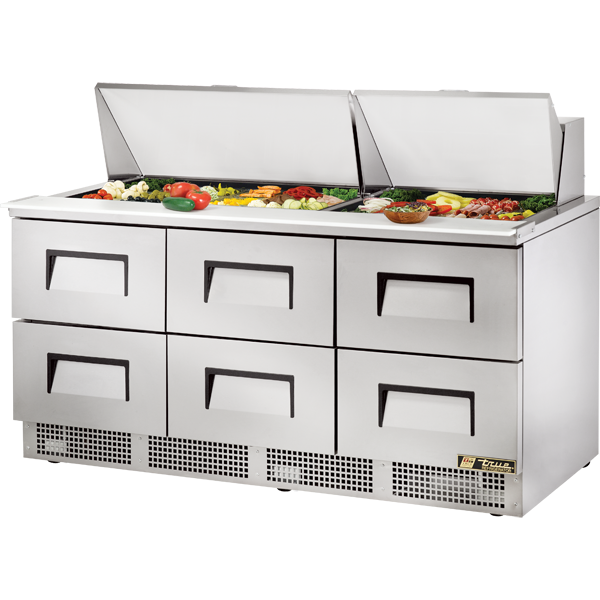 True TFP-72-30M-D-6 | 72" Wide 6 Drawer Sandwich/Pizza Prep Table