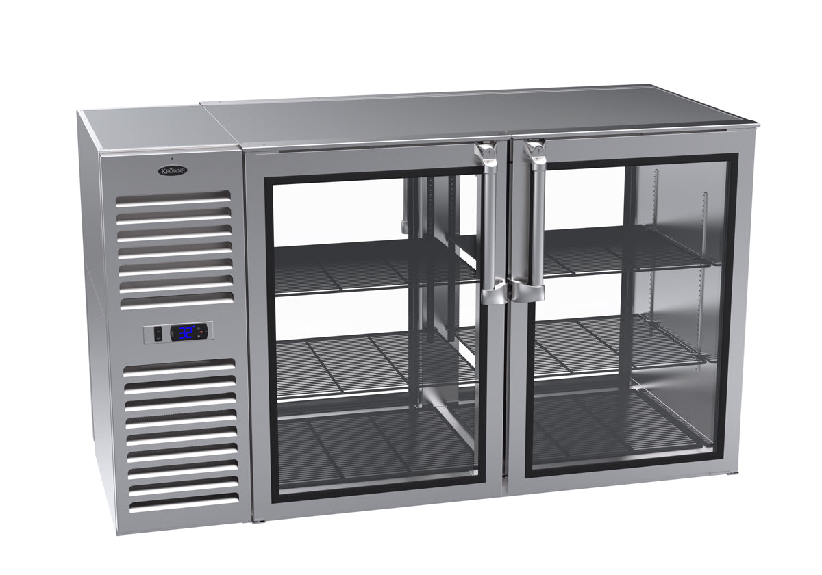 Krowne | 60" Wide 4 Glass Door Self Contained Stainless Steel Pass-Thru Back Bar