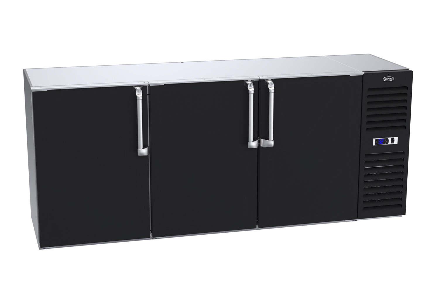 Krowne | 84" Wide Narrow 6 Door Self Contained Black Pass-Thru Back Bar