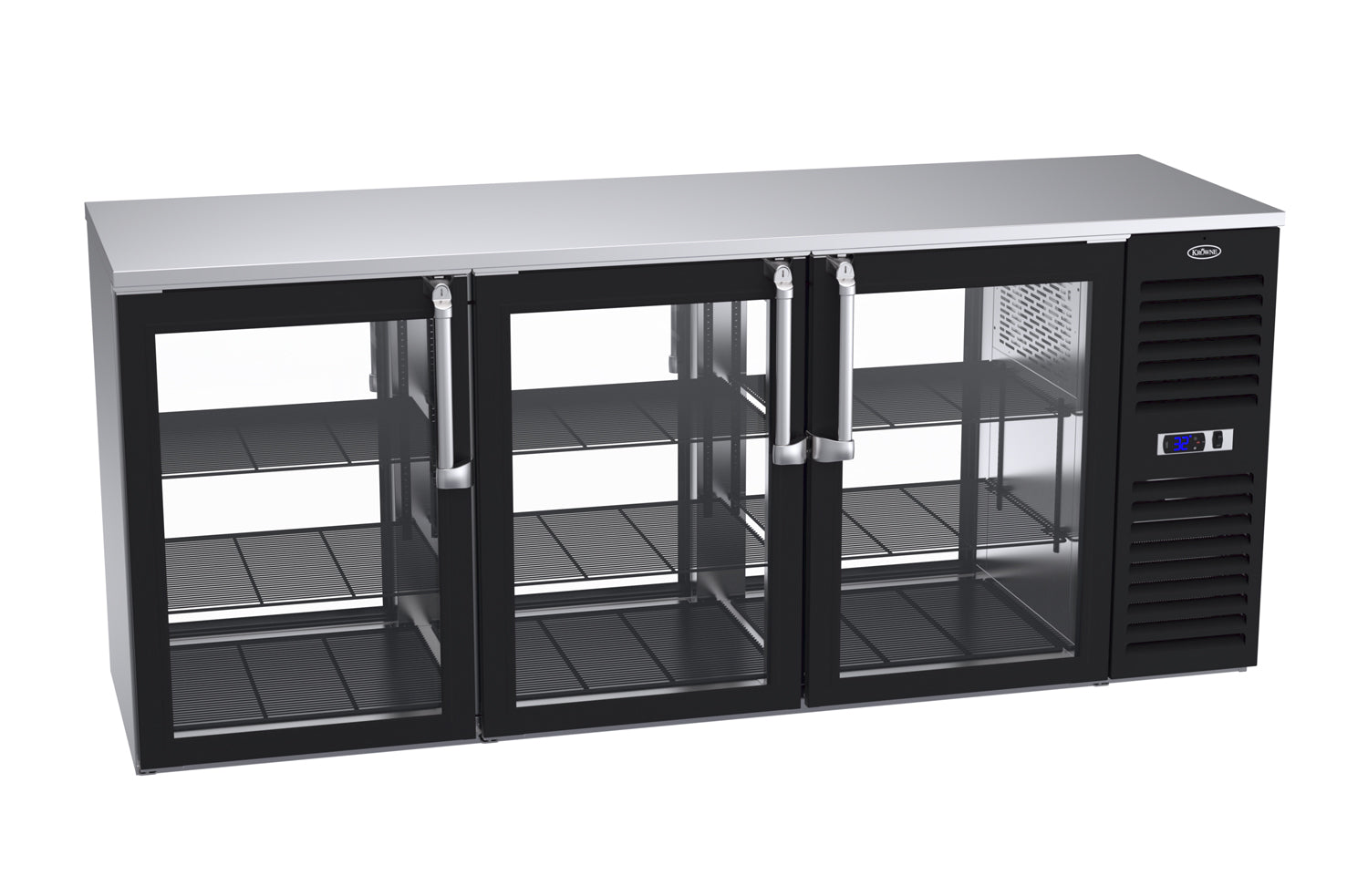 Krowne | 84" Wide 6 Glass Door Self Contained Black Pass-Thru Back Bar
