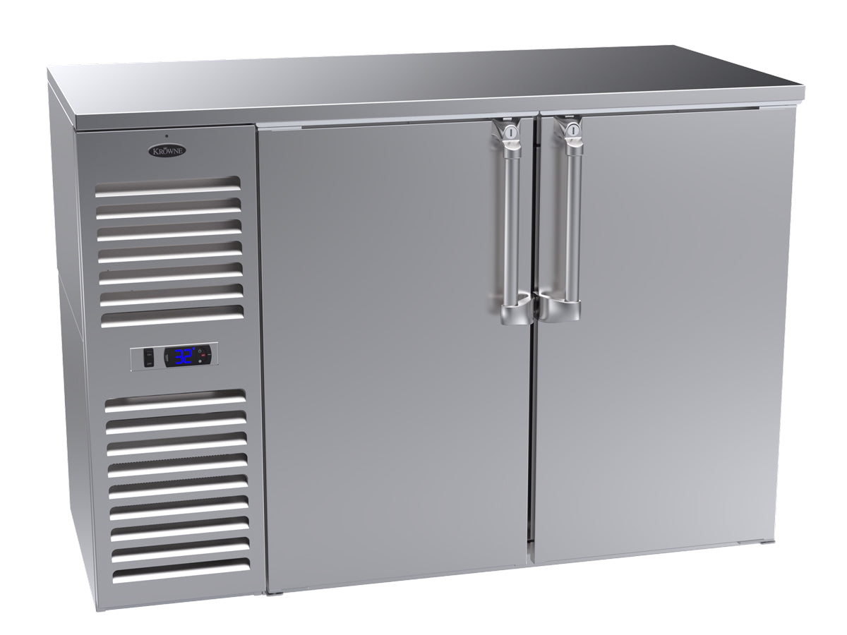 Krowne | 52" Wide Narrow 2 Door Self Contained Stainless Steel Reach-In Back Bar