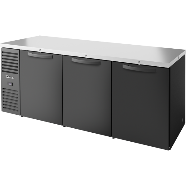 True TBR84-PTSZ1-L-B-SSS-SSS-1 | 84" Wide 6 Door Black Pass-Thru Back Bar