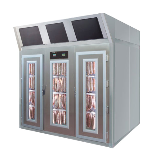 Omcan 45487 | 100" Wide Stagionello Meat Curing Cabinet w/ ClimaTouch & Fumotic