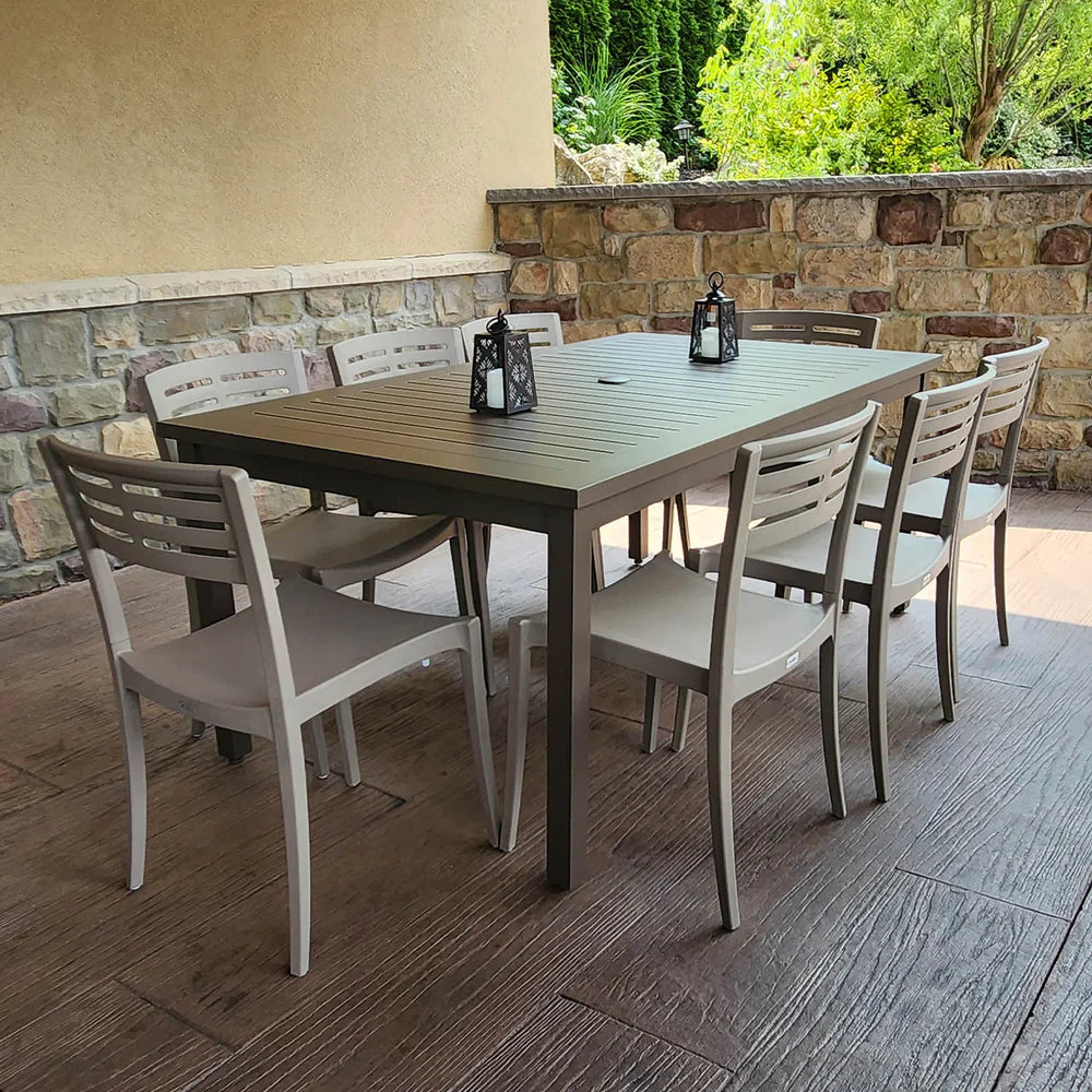 Grosfillex Sigma 69" x 39" Aluminum Dining Height Table