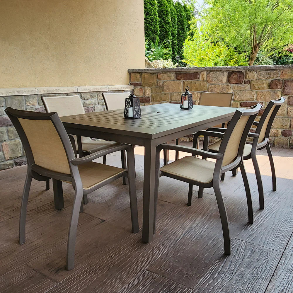 Grosfillex Sigma 69" x 39" Aluminum Dining Height Table