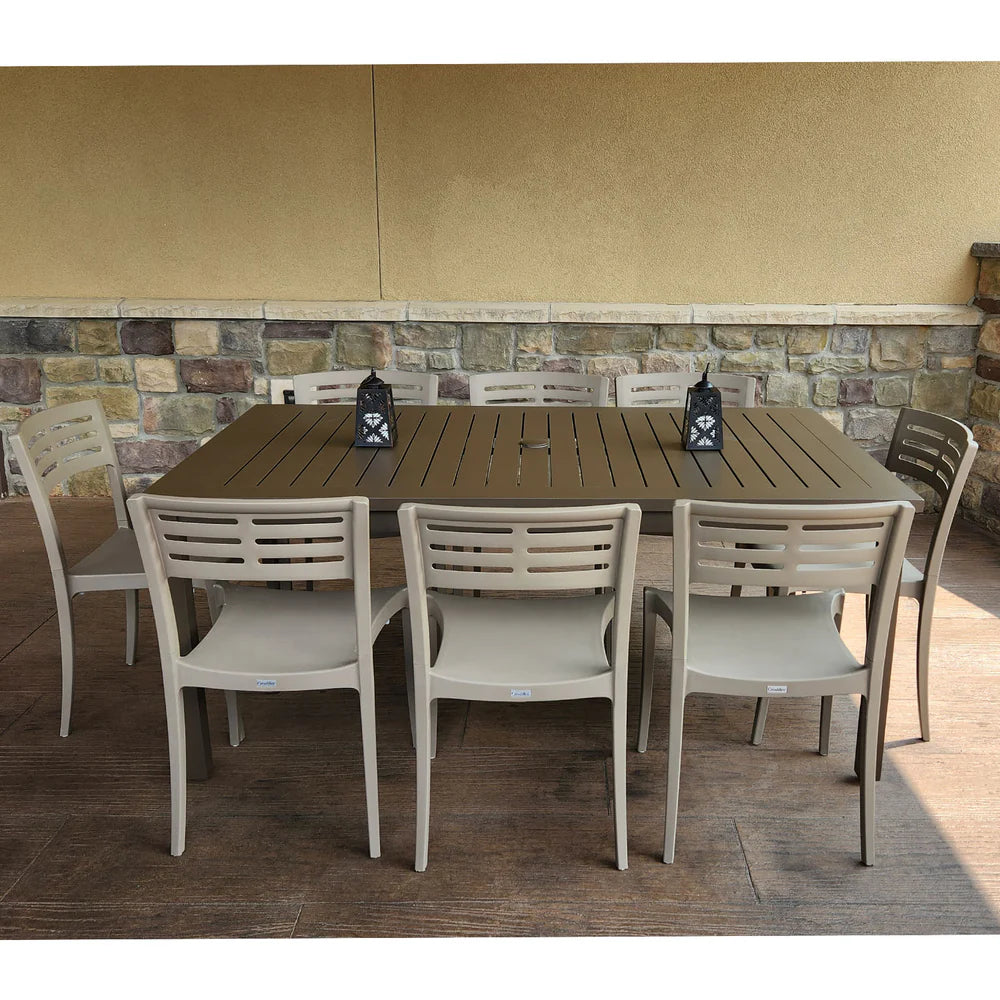 Grosfillex Sigma 69" x 39" Aluminum Dining Height Table