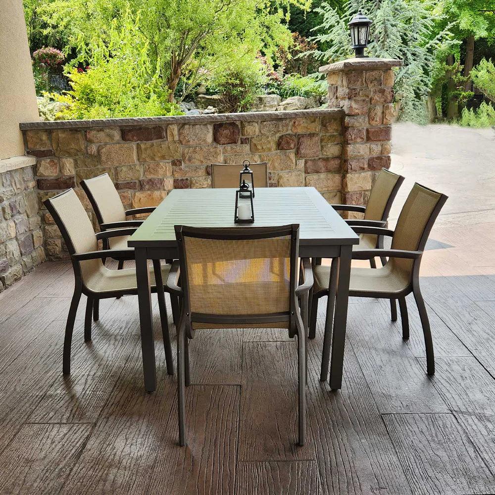 Grosfillex Sigma 69" x 39" Aluminum Dining Height Table