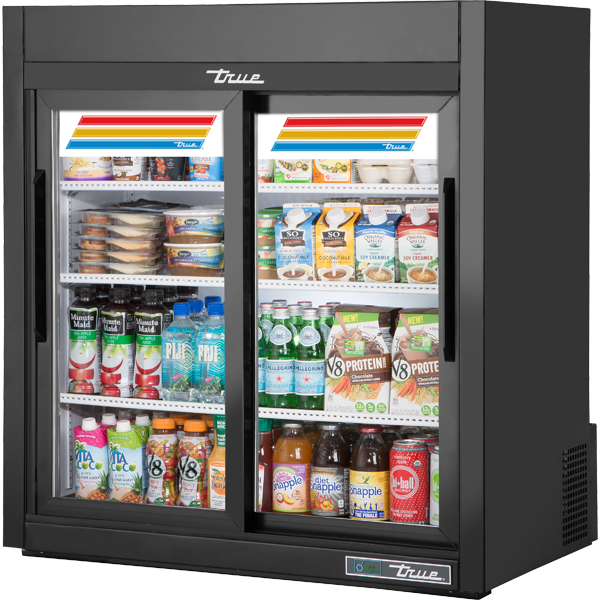 True | 36" Wide 2 Sliding Door Merchandiser Refrigerator