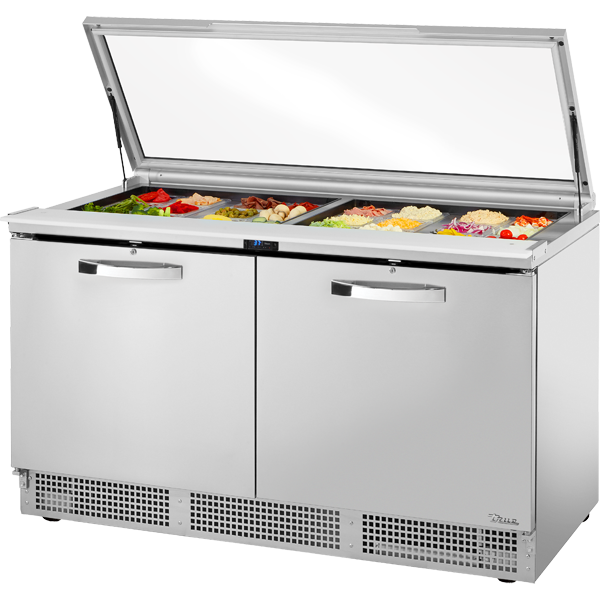 True TFP-64-24M-FGLID~SPEC3 | 64" Wide 2 Door Sandwich/Pizza Prep Table