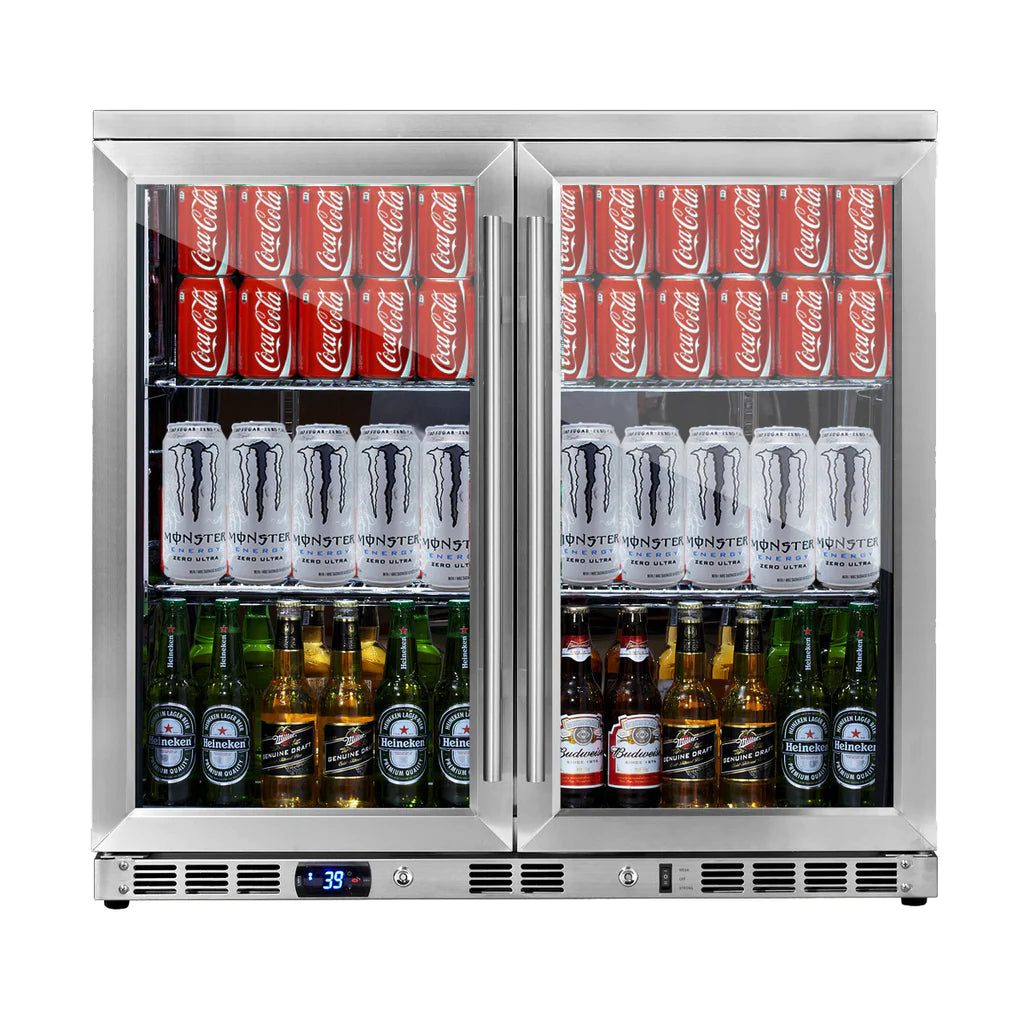 KingsBottle KBU56M | 36" Wide Single Zone Low E-Glass 198 Can/120 Bottle Beverage Fridge