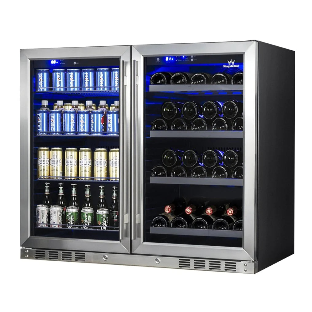 KingsBottle | 39" Wide Undercounter 100 Can/28 Bottle Beer & Wine Fridge
