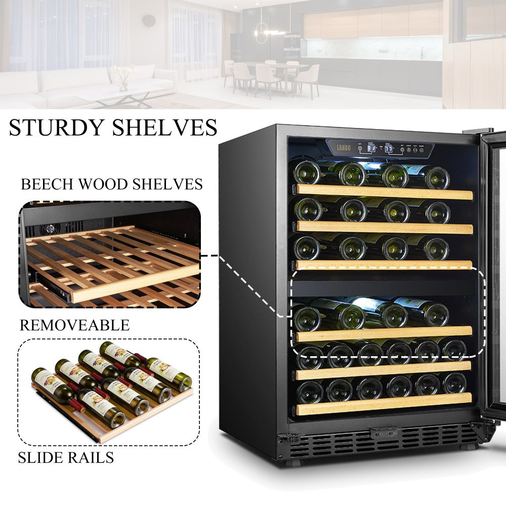 Lanbo LW46D | 27" Wide Dual Zone 46 Bottle Wine Cooler