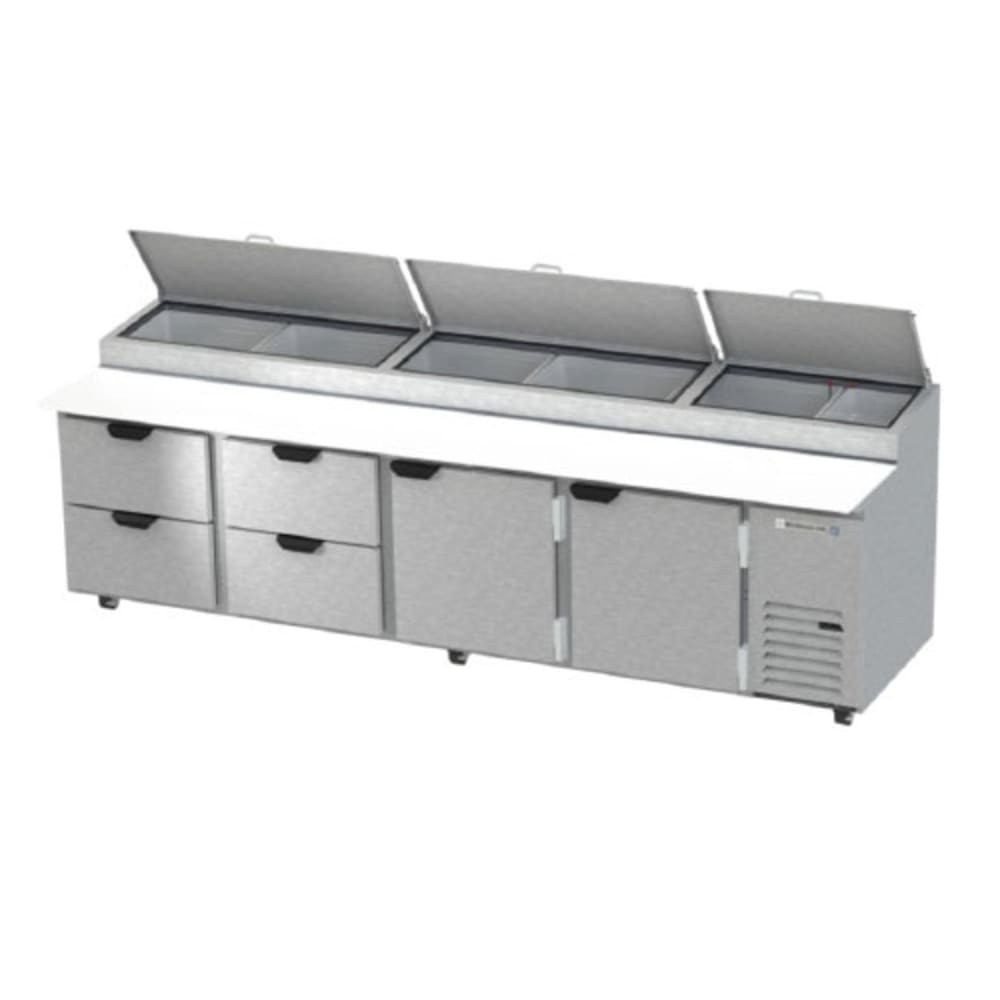 Beverage Air DPD119HC-4 | 119" Wide 4 Drawer Pizza Prep Table