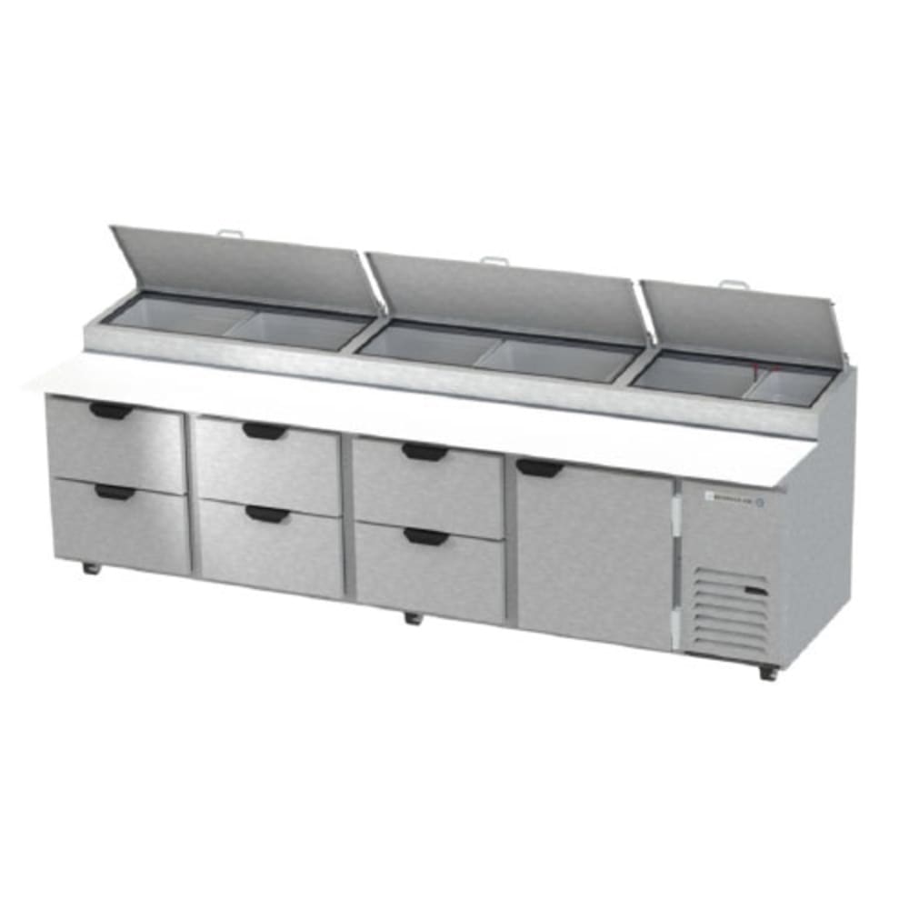 Beverage Air DPD119HC-6 | 119" Wide 6 Drawer Pizza Prep Table