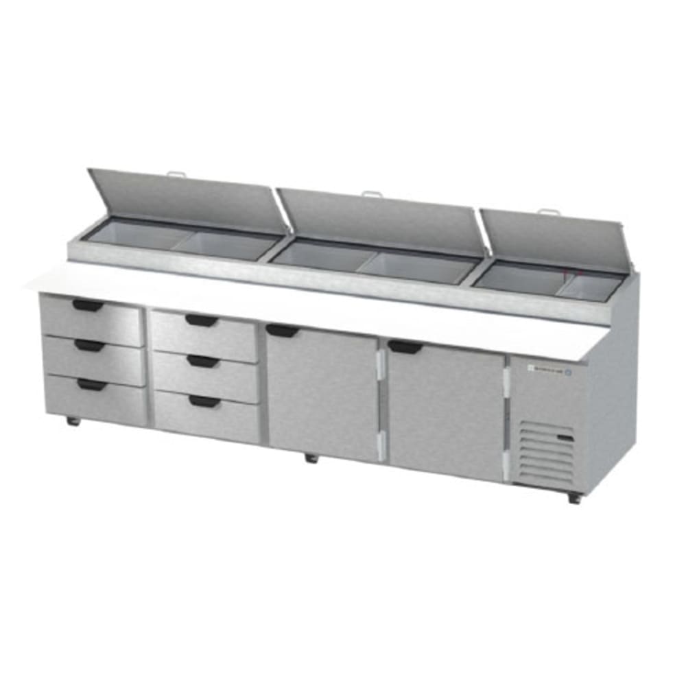 Beverage Air DPD119HC-6T | 119" Wide 6 Drawer Pizza Prep Table