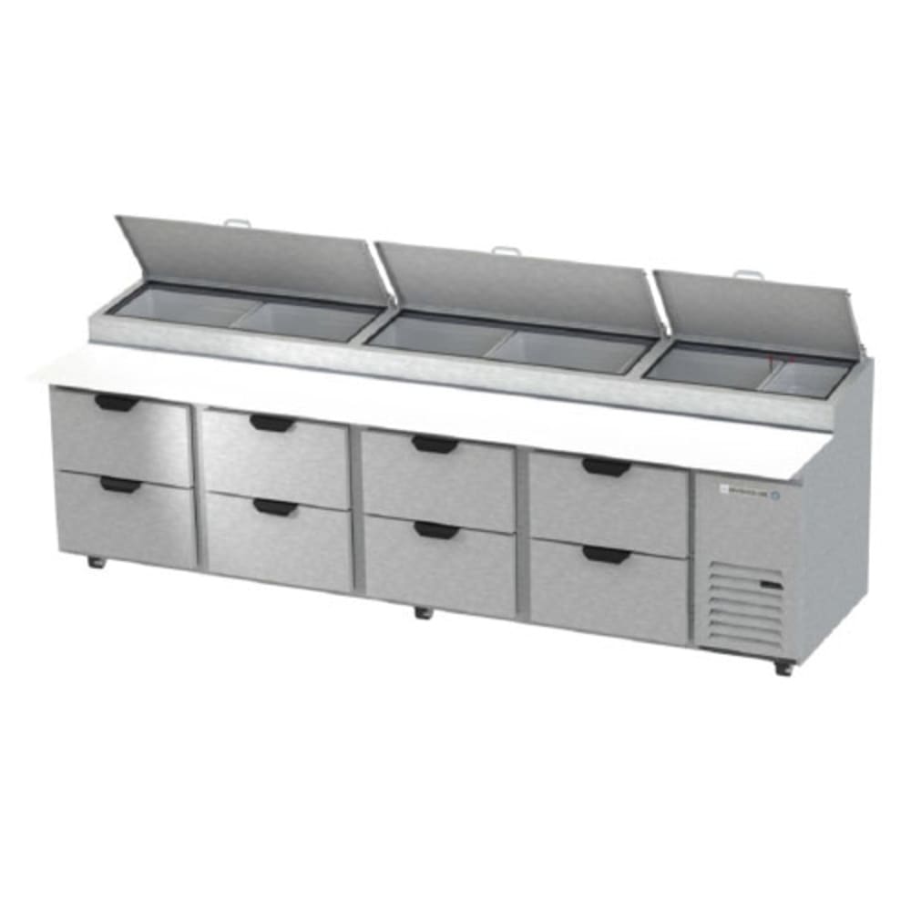 Beverage Air DPD119HC-8 | 119" Wide 8 Drawer Pizza Prep Table