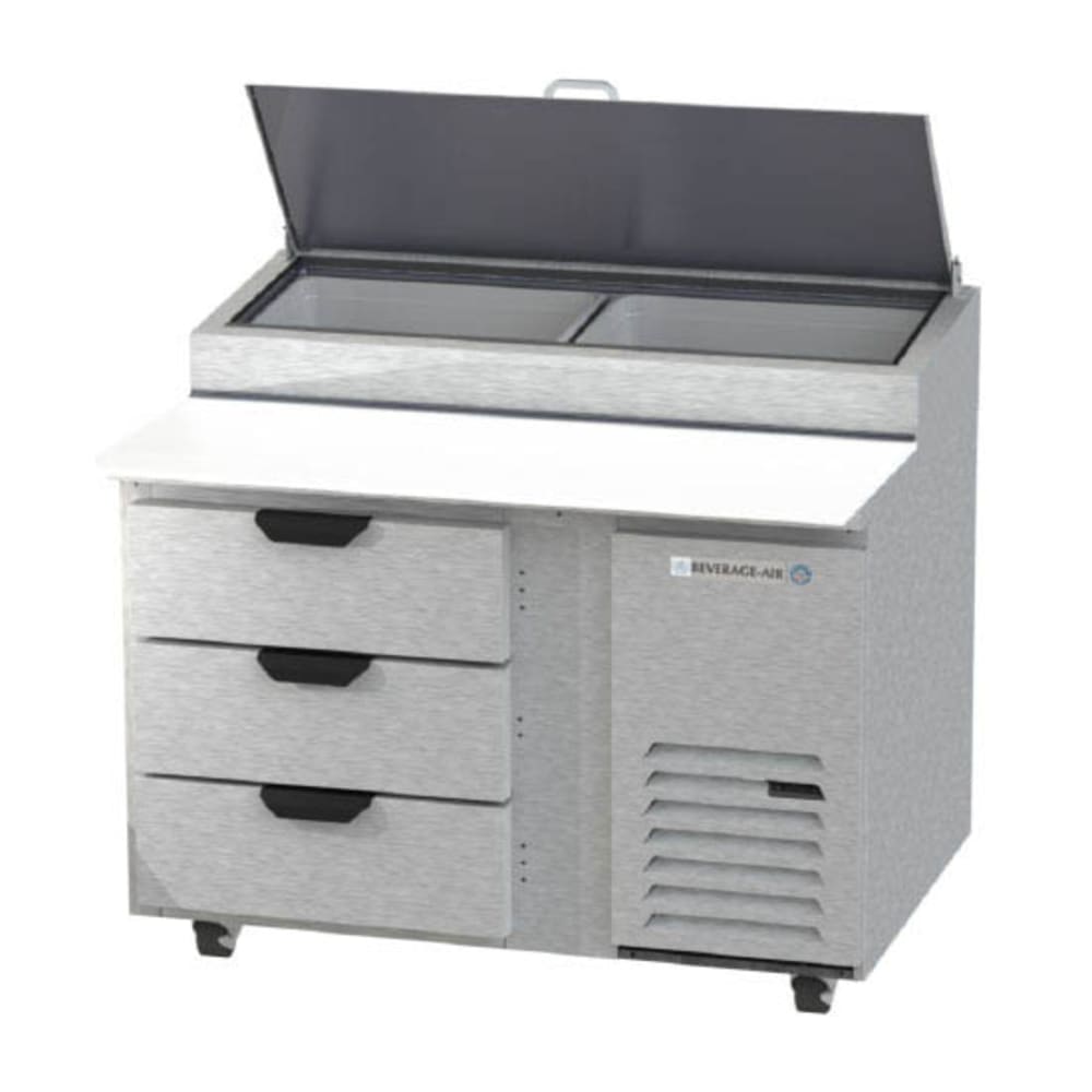 Beverage Air DPD46HC-3 | 46" Wide 3 Drawer Pizza Prep Table