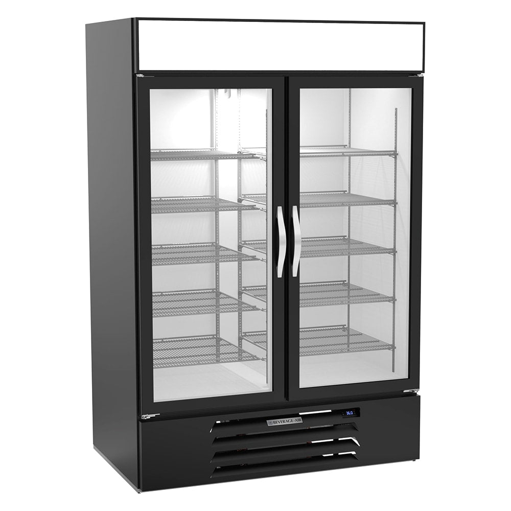 Beverage Air MMR49HC-1-B-IQ | 52" Wide 2 Swing Door Black Merchandiser Refrigerator MarketMax Series