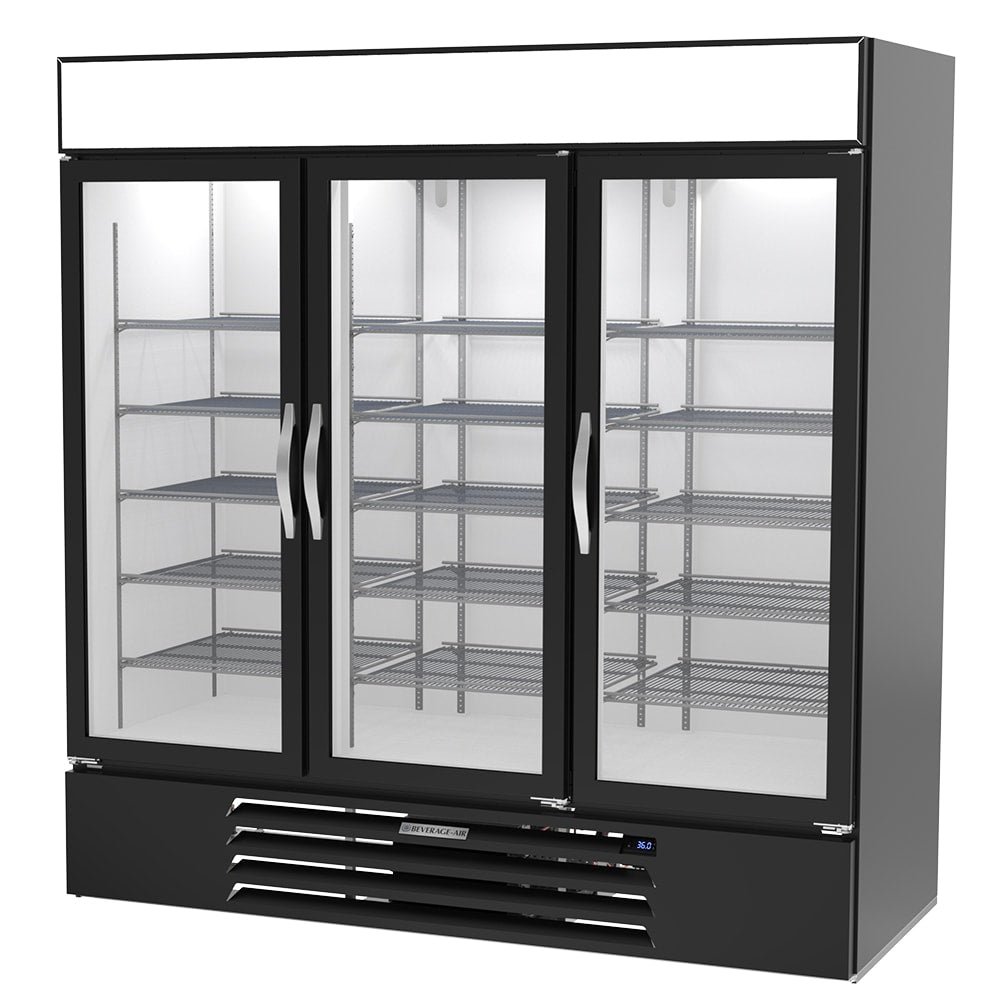 Beverage Air MMR72HC-1-B | 75" Wide 3 Swing Door Black Merchandiser Refrigerator MarketMax Series