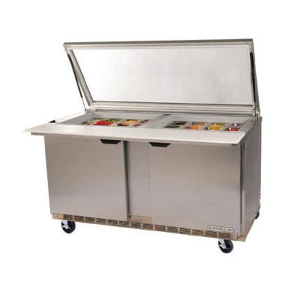 Beverage Air SPE60HC-24M-STL | 60" Wide 2 Door 24 Pan Mega Top Sandwich Prep Table