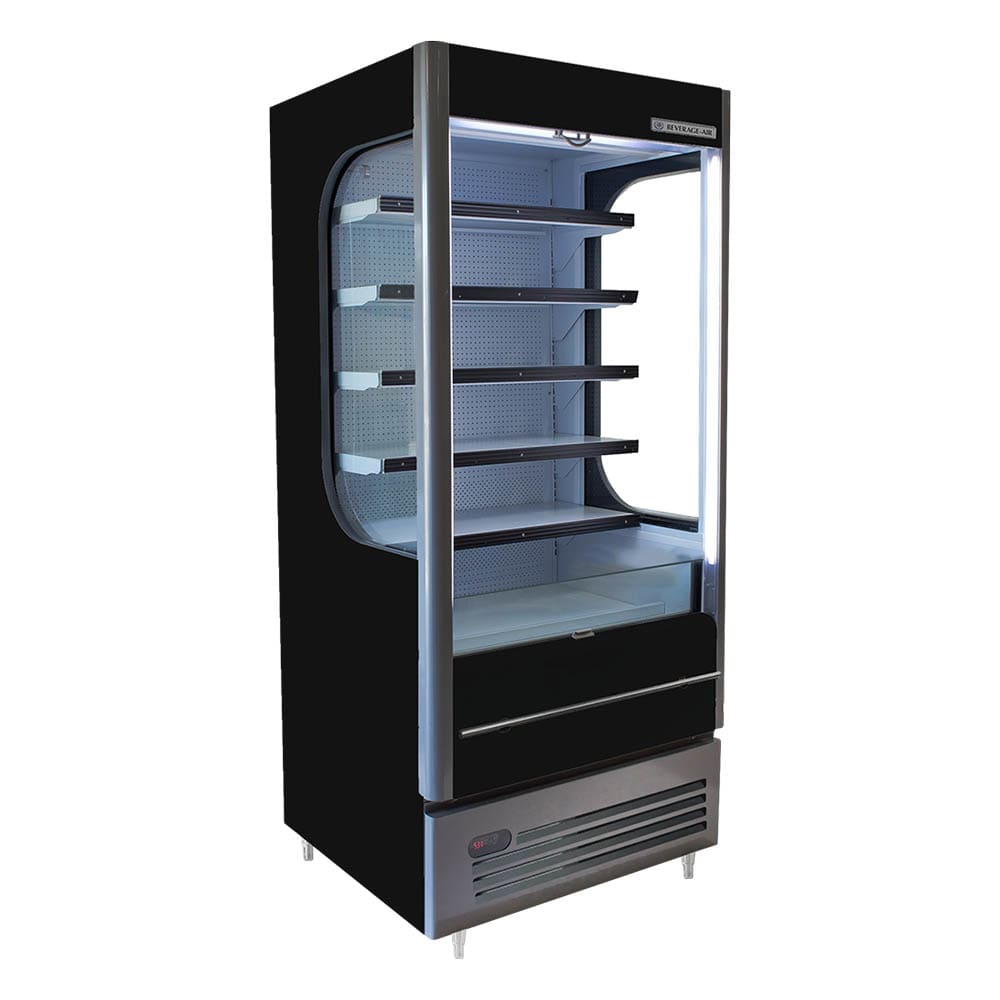 Beverage Air VMHC-12-1-B | 35" Wide Black Open Air Merchandiser Refrigerator VueMax Series