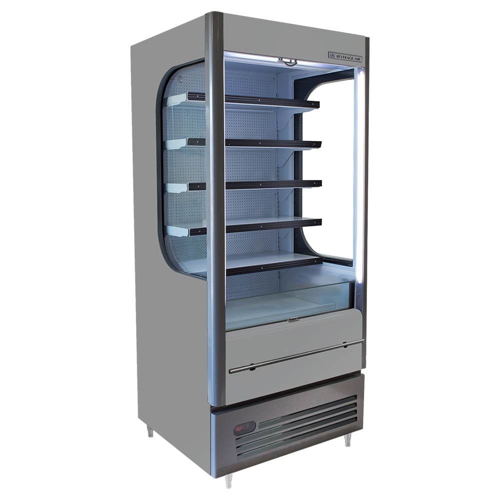 Beverage Air VMHCSL-18-1-G | 47" Wide Gray Open Air Slim Merchandiser Refrigerator VueMax Series