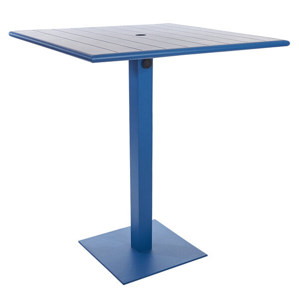 BFM Seating 32"x32" Beachcomber-Margate Outdoor / Indoor Bar Height Table w/ Umbrella Hole