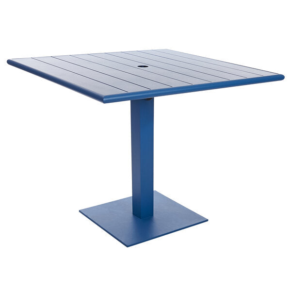 BFM Seating 32"x32" Beachcomber-Margate Outdoor / Indoor Dining Height Table w/ Umbrella Hole