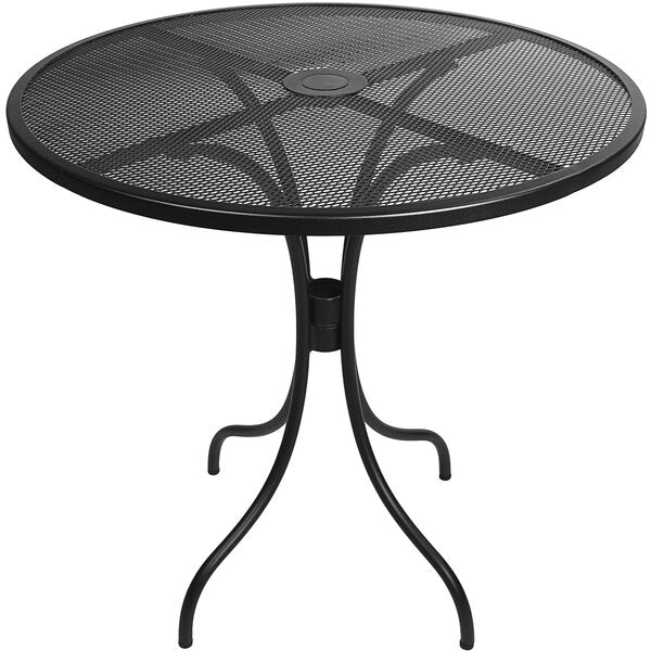 BFM Seating Barnegat Round Black Steel Outdoor / Indoor Table