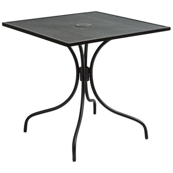 BFM Seating Barnegat 30"x30" Square Black Steel Outdoor / Indoor Table