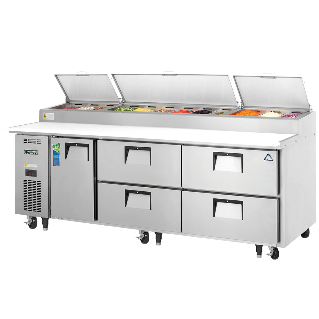 Everest EPPR3-D4 | 93" Wide 4 Drawer Pizza Prep Table
