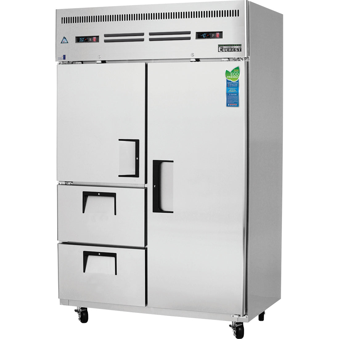 Everest ESRF2D2 | 50" Wide 2 Drawer/2 Door Reach-In Dual Temp Refrigerator/Freezer Combo
