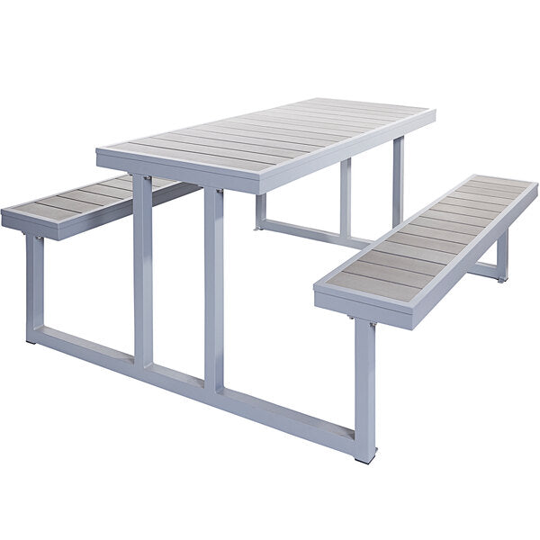 BFM Seating Seaside Picnic Table with Gray Synthetic Teak Top