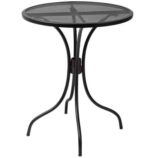 BFM Seating Barnegat 24" Round Black Steel Outdoor / Indoor Table