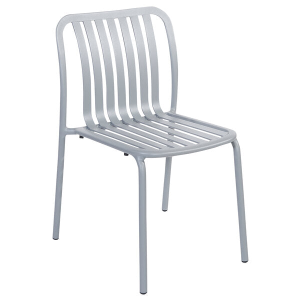 BFM Seating Key West Vertical Slat Powder-Coated Aluminum Stackable Outdoor / Indoor Side Chair