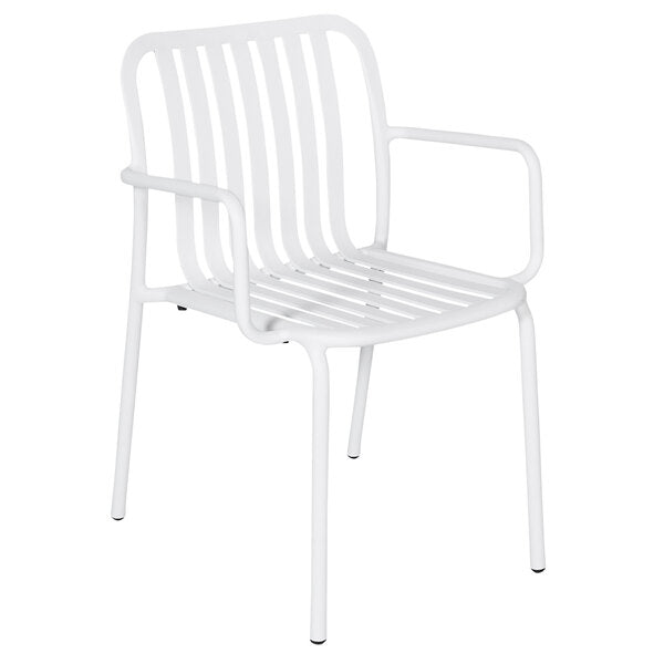 BFM Seating Key West Vertical Slat Powder-Coated Aluminum Stackable Outdoor / Indoor Arm Chair