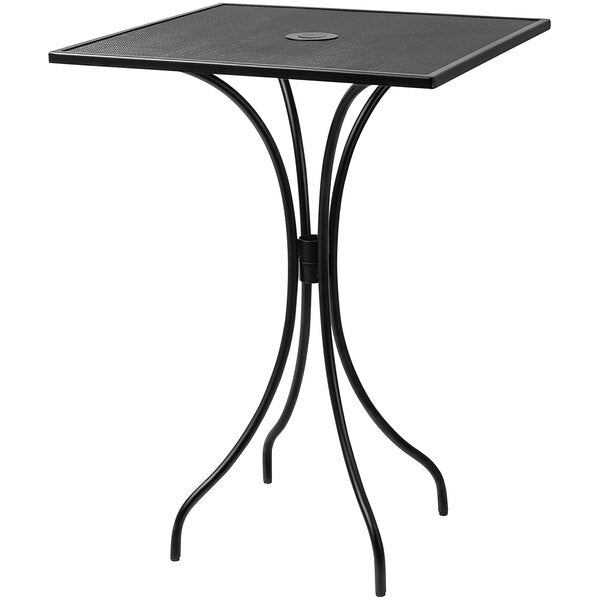 BFM Seating Barnegat 36"x36" Square Black Steel Mesh Table