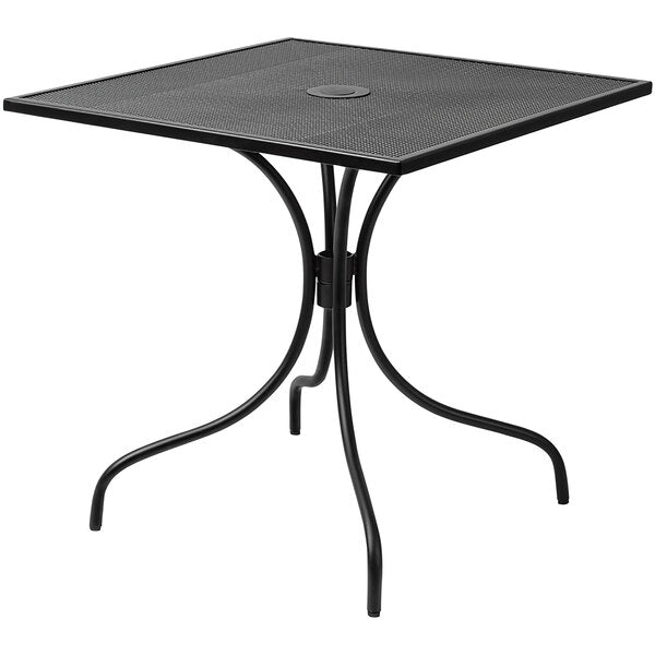 BFM Seating Barnegat 36"x36" Square Black Steel Mesh Table