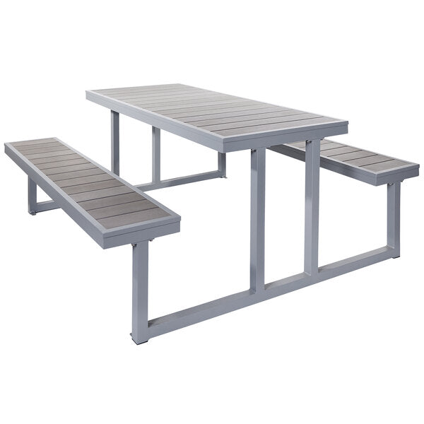 BFM Seating Seaside Picnic Table with Gray Synthetic Teak Top