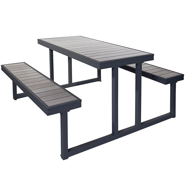 BFM Seating Seaside Picnic Table with Gray Synthetic Teak Top