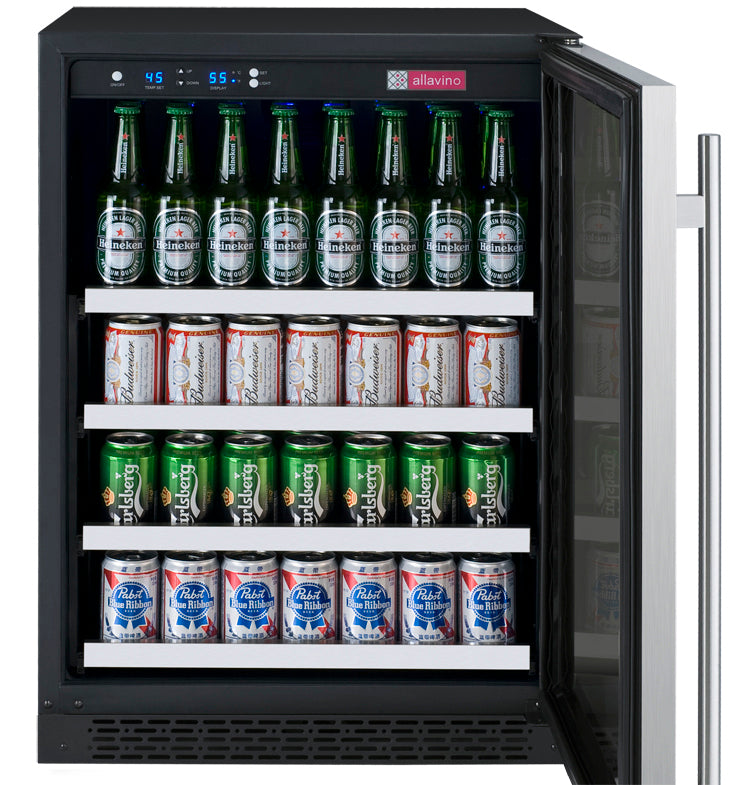 Allavino | 24" Wide FlexCount II Tru-Vino Stainless Steel 154 Can/42 Bottle Beverage Center