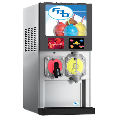 FBD Frozen 372 Series | 16" Wide Stainless Steel Double Barrel Frozen Beverage Dispenser w/ 1 Multi-Flavor Dispenser