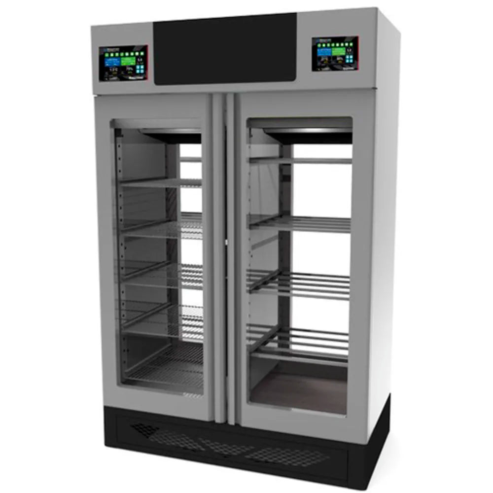 Omcan 45376 | 58" Wide Stagionello & MatureMeat Combo Meat Curing Cabinet w/ ClimaTouch & Fumotic