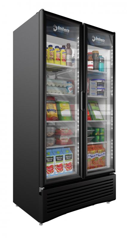 Imbera VRD26 HC BW | 39" Wide 2 Swing Door Bottom Mount Merchandiser Refrigerator