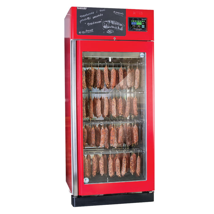Omcan 46183 | 36" Wide Red StagionelloEvo Meat Curing Cabinet w/ ClimaTouch & Fumotic